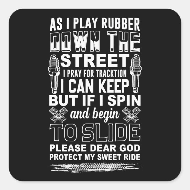 Pegatina Cuadrada Querido Dios Proteja Mi Dulce Regalo De Biker (Anverso)