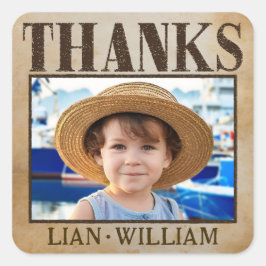 Pegatina Cuadrada ¡QUERIDO! Festividades de cumpleaños de piratas gr