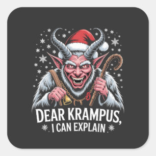 Pegatina Cuadrada Querido Krampus, puedo explicar a los Navidades Sa