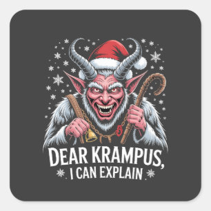 Pegatina Cuadrada Querido Krampus Puedo Explicar Navidad Santa 