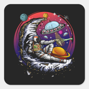 Pegatina Cuadrada Queso de la luna espacial