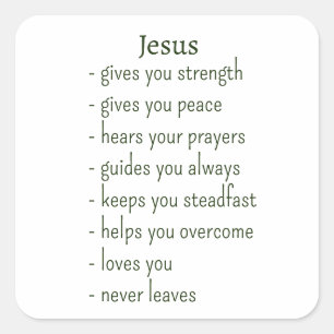 Pegatina Cuadrada Quien es Jesús Recordatorio Consolador Regalo