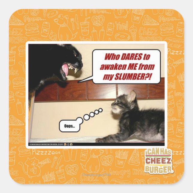 Pegatina Cuadrada ¿Quién se atreve a despertarme? (Anverso)