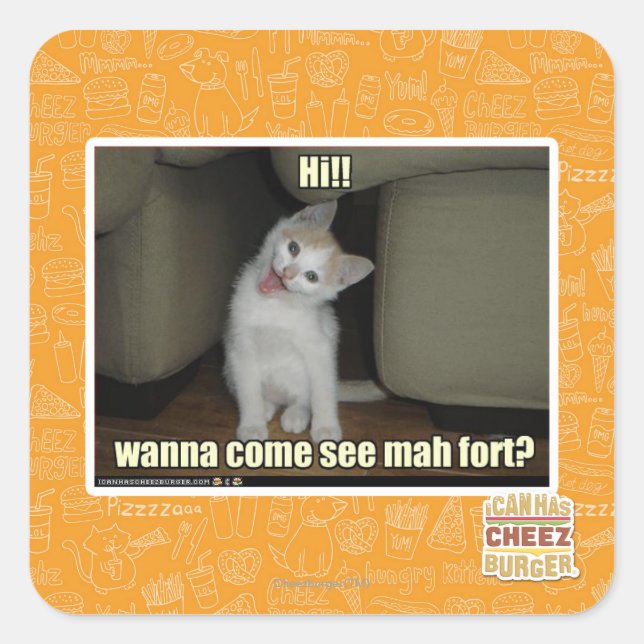 Pegatina Cuadrada ¿Quieres venir a ver a mah fort? (Anverso)