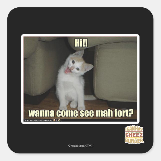 Pegatina Cuadrada ¿Quieres venir a ver a mah fort? (Anverso)