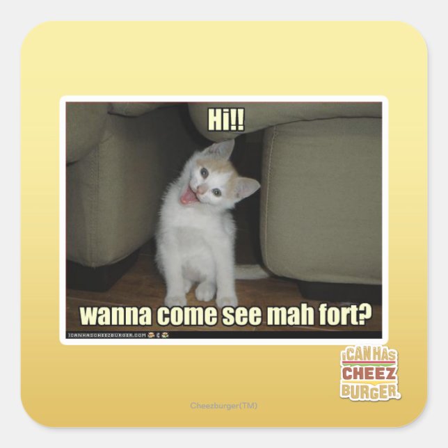 Pegatina Cuadrada ¿Quieres venir a ver a mah fort? (Anverso)