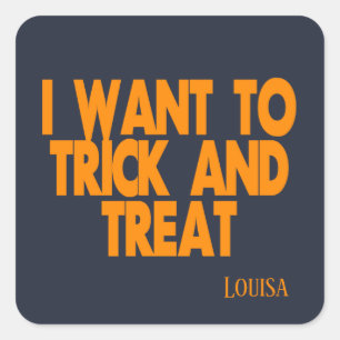 Pegatina Cuadrada Quiero pedir dulces en Halloween