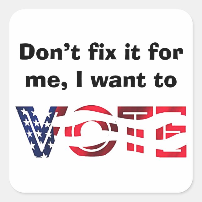 Pegatina Cuadrada Quiero votar (Anverso)