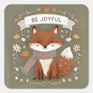 Pegatina Cuadrada Quiet Fox - Diseño inspirado en la naturaleza