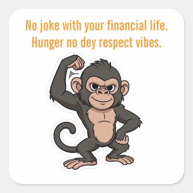 Pegatina Cuadrada Quiet Progress Monkey  Sticker (Anverso)