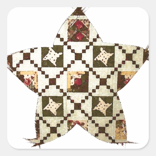 Pegatina Cuadrada Quilt Star (Anverso)