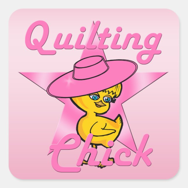 Pegatina Cuadrada Quilting Chick #8 (Anverso)