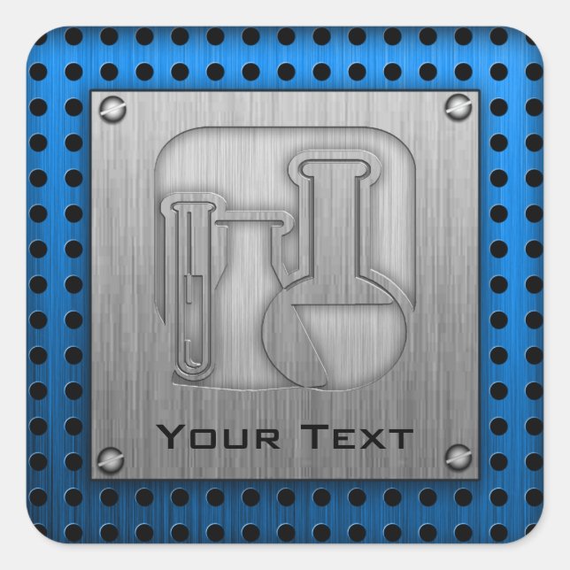 Pegatina Cuadrada Química de apariencia Metalizado cepillado (Anverso)