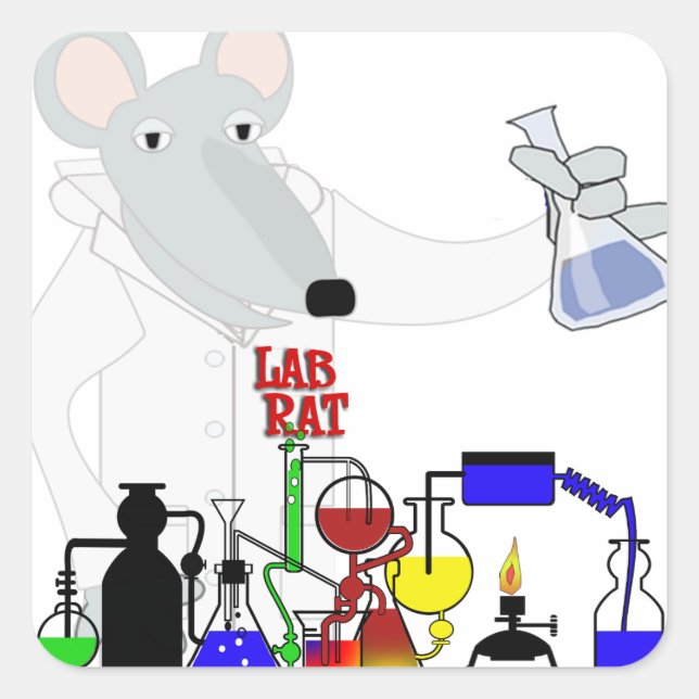 PEGATINA CUADRADA QUÍMICA LAB RAT (Anverso)