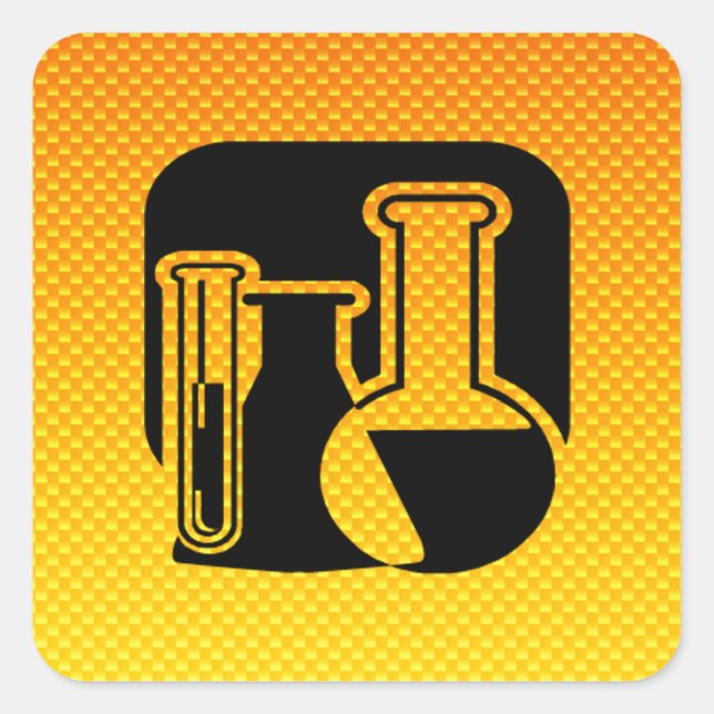 Pegatina Cuadrada Química Naranja amarilla (Anverso)