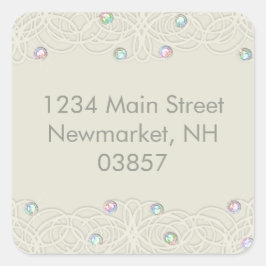 Pegatina Cuadrada Quinceanera Críticos Arcoiris espuma y encaje