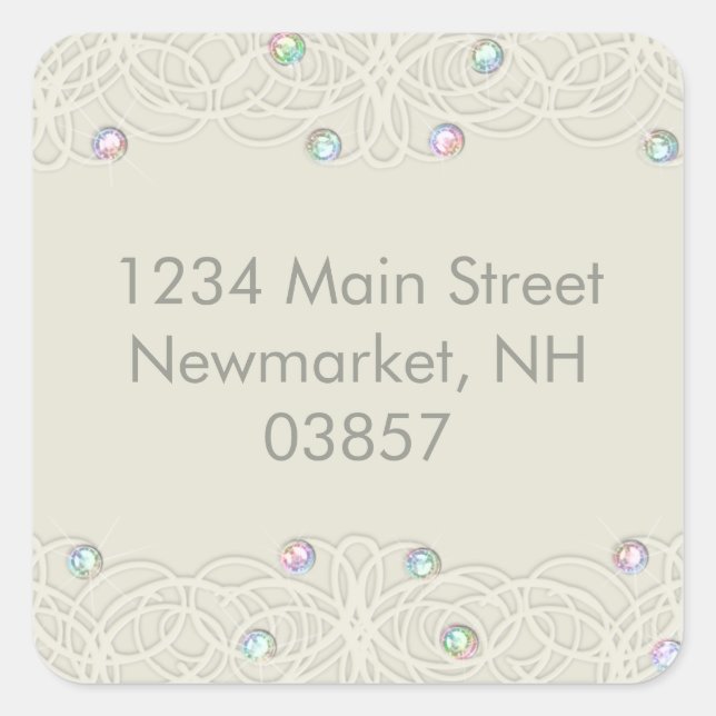 Pegatina Cuadrada Quinceanera Críticos Arcoiris espuma y encaje (Anverso)