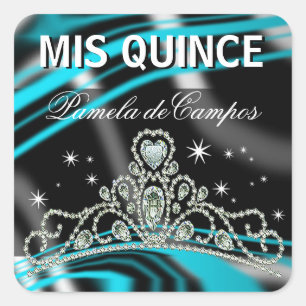 Pegatina Cuadrada Quinceañera Sparkling Tiara