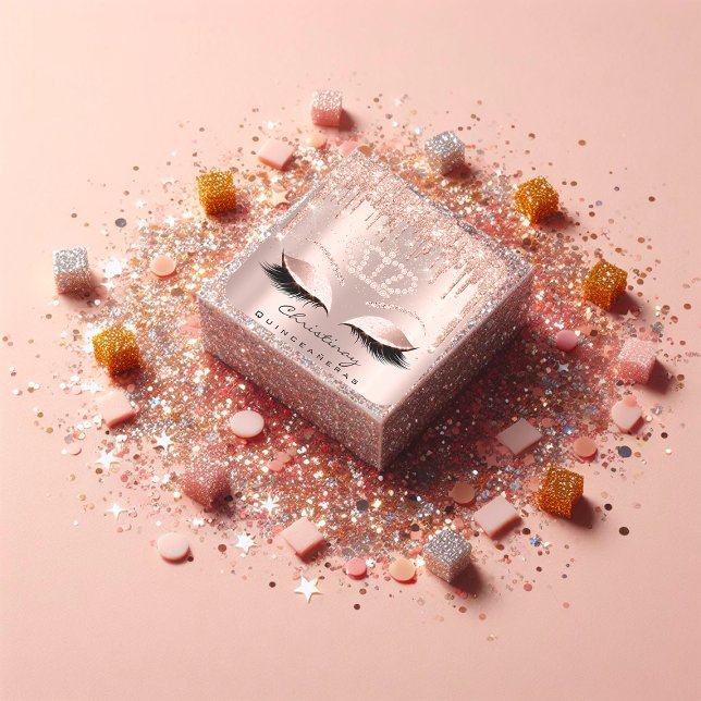 Pegatina Cuadrada Quinceañeras Corona 16.ª Rosa  Purpurina (Quinceañeras Crown 16th 15th Bridal Rose Glitter Square Sticke)