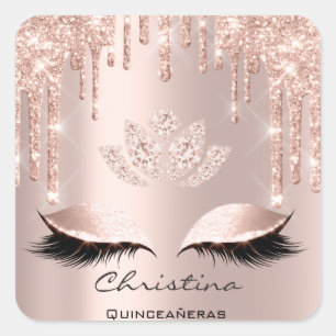 Pegatina Cuadrada Quinceañeras Sweet 16th 15th Bridal Sparkly