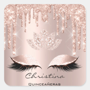 Pegatina Cuadrada Quinceañeras Sweet 16th 15th Bridal Sparkly
