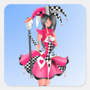 Pegatina Cuadrada Quirky Jester y Puppet King