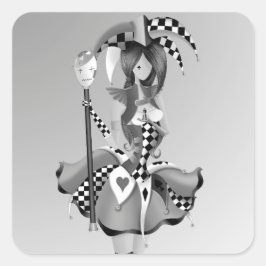 Pegatina Cuadrada Quirky Jester y Puppet King