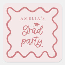Quirky Wavy Line Rubor Pink Grad Party Favor