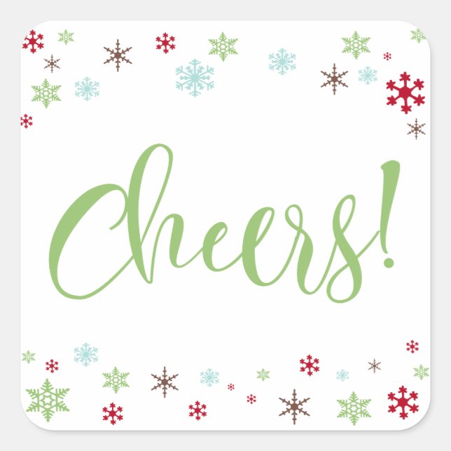 Pegatina Cuadrada Quisquillosos copos de nieve, verde manzana (Anverso)