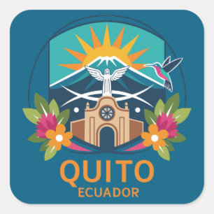 Pegatina Cuadrada Quito Ecuador Sudamérica