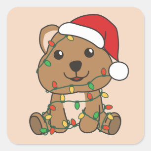 Pegatina Cuadrada Quokka Navidades Animales de invierno Quokkas Squa