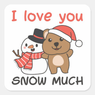 Pegatina Cuadrada Quokka Te Amo Nieve Mucho Pun De Snowman