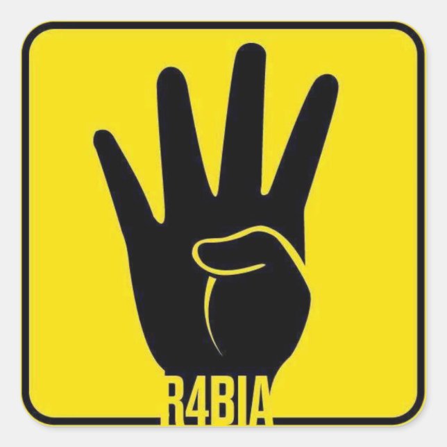Pegatina Cuadrada R4BIA, Egypt free, stop Killing Innocents (Anverso)