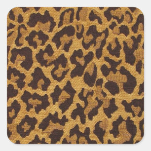 Pegatina Cuadrada RAB Rockabilly Estampado Leopardo Marrón Dorado