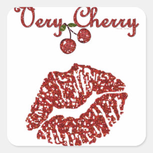 Pegatina Cuadrada RAB Rockabilly Very Cherry Kiss