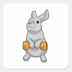 Pegatina Cuadrada Rabbit Fitness Dumbbell