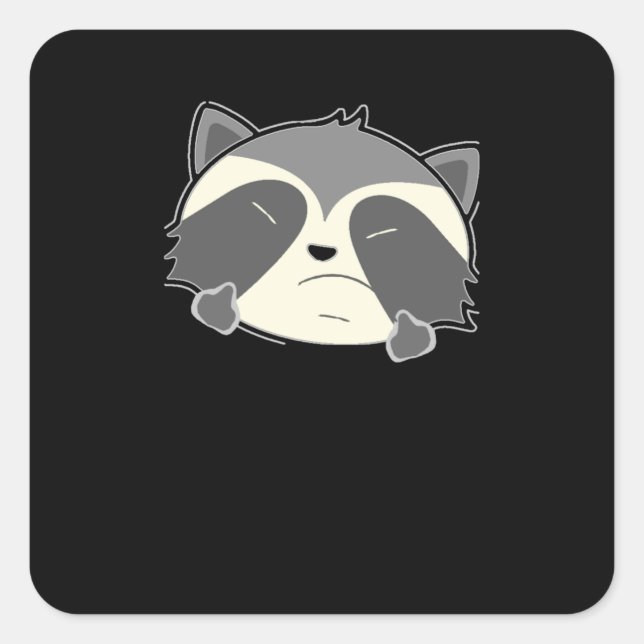 Pegatina Cuadrada Raccoon Middle Finger (Anverso)