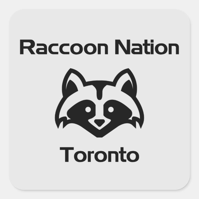 Pegatina Cuadrada Raccoon Nation Toronto Light-Monotone (Anverso)