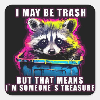 Pegatina Cuadrada Raccoon Puedo ser un meme de basura