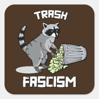 Pegatina Cuadrada Raccoon retro cutáneo - fascismo por basura