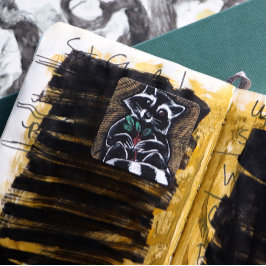 Pegatina Cuadrada Raccoon Turnip Art