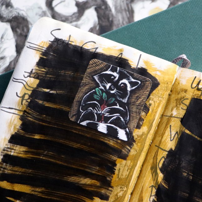 Pegatina Cuadrada Raccoon Turnip Art (Subido por el creador)