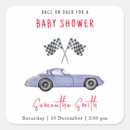 Pegatina Cuadrada Race Car Baby Shower