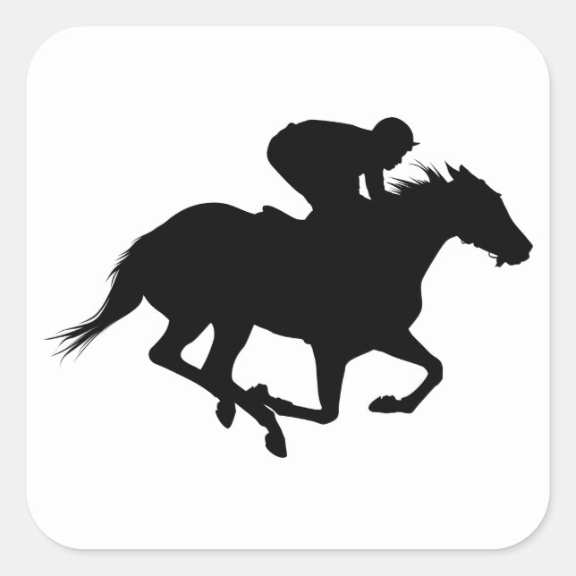 Pegatina Cuadrada Race Horse Silhouette (Anverso)