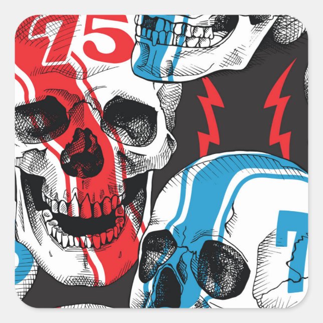 Pegatina Cuadrada Racer Skull: Rebelión sin foco. (Anverso)