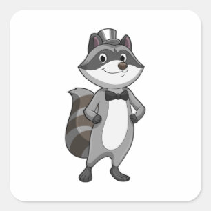 Pegatina Cuadrada Racoon como Groom con el empate