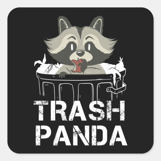 Pegatina Cuadrada Racoon Trash Panda - Regalo de mapache (Anverso)