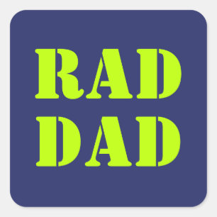 Pegatina Cuadrada Rad Dad neon verde marina azul tipografía moderna