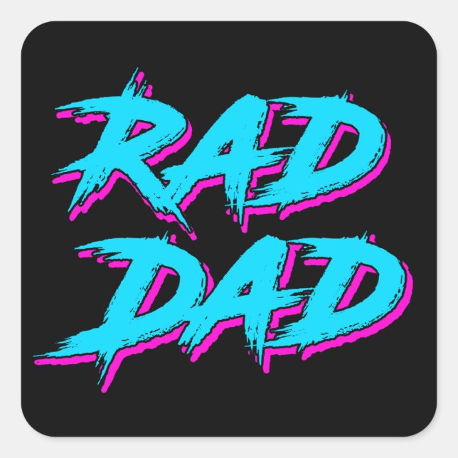Pegatina Cuadrada Rad Dad Retro 80 (Anverso)