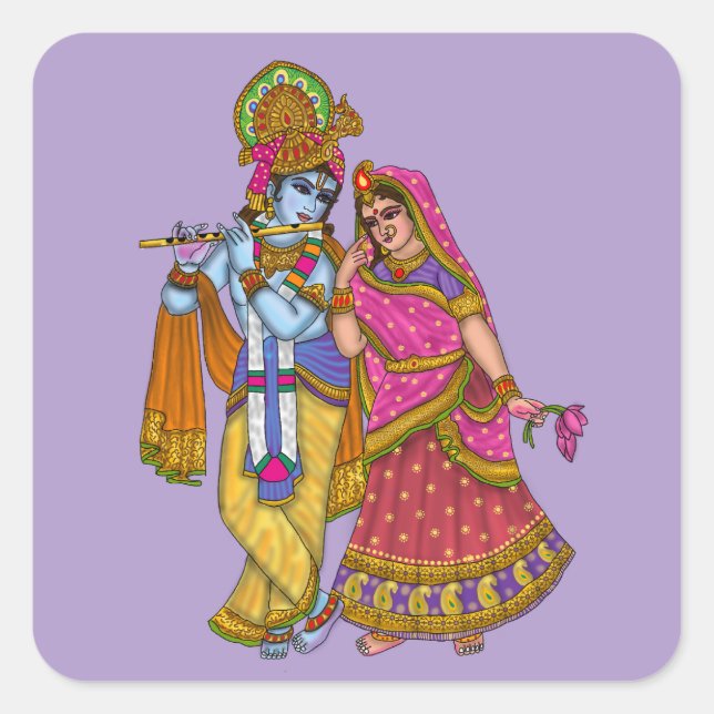Pegatina Cuadrada Radha Krishna Sticker (Anverso)